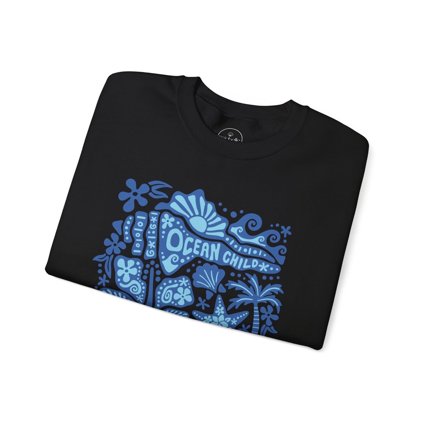 Blue Ocean Child Black Crewneck Sweatshirt