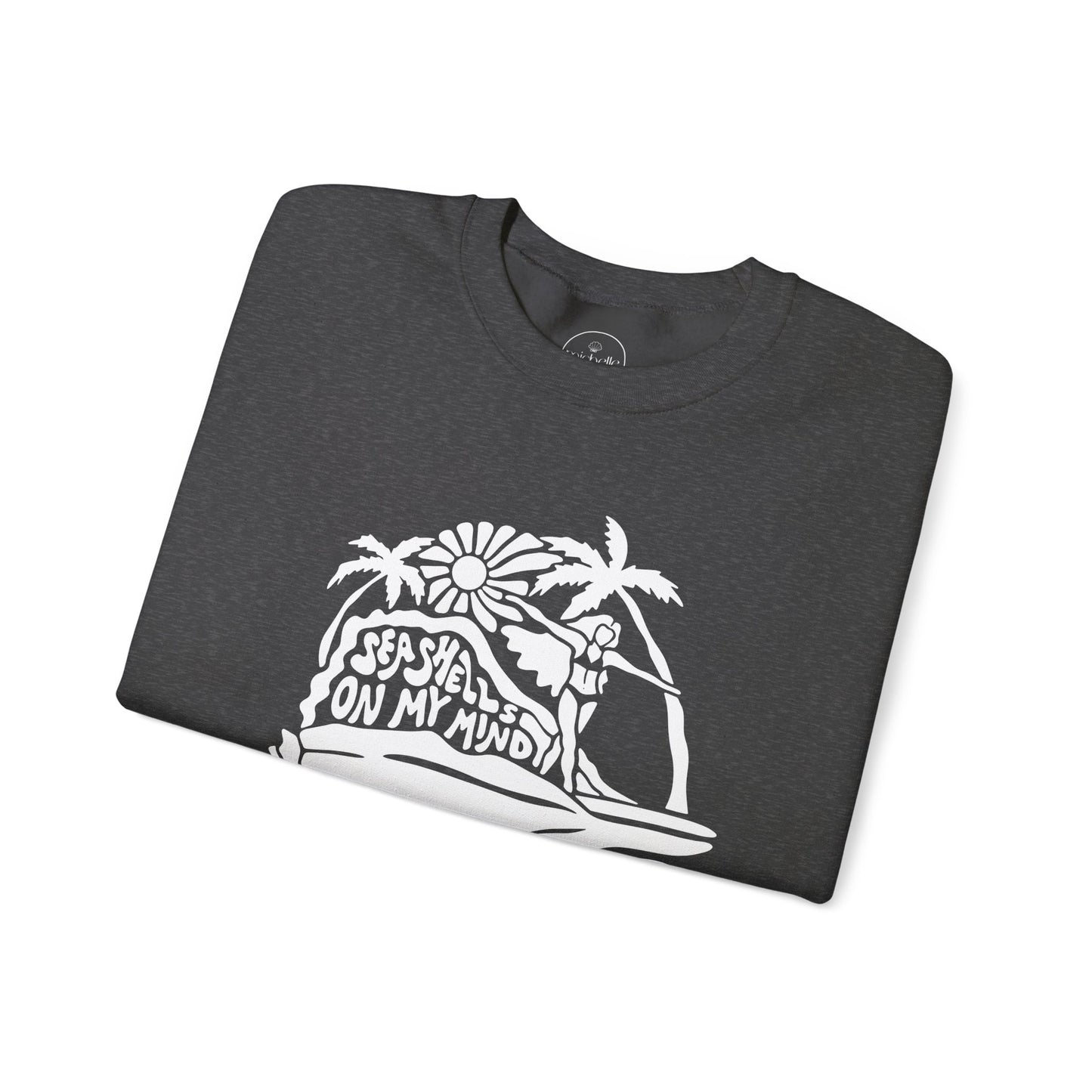 Seashells On My Mind Dark Heather Crewneck Sweatshirt