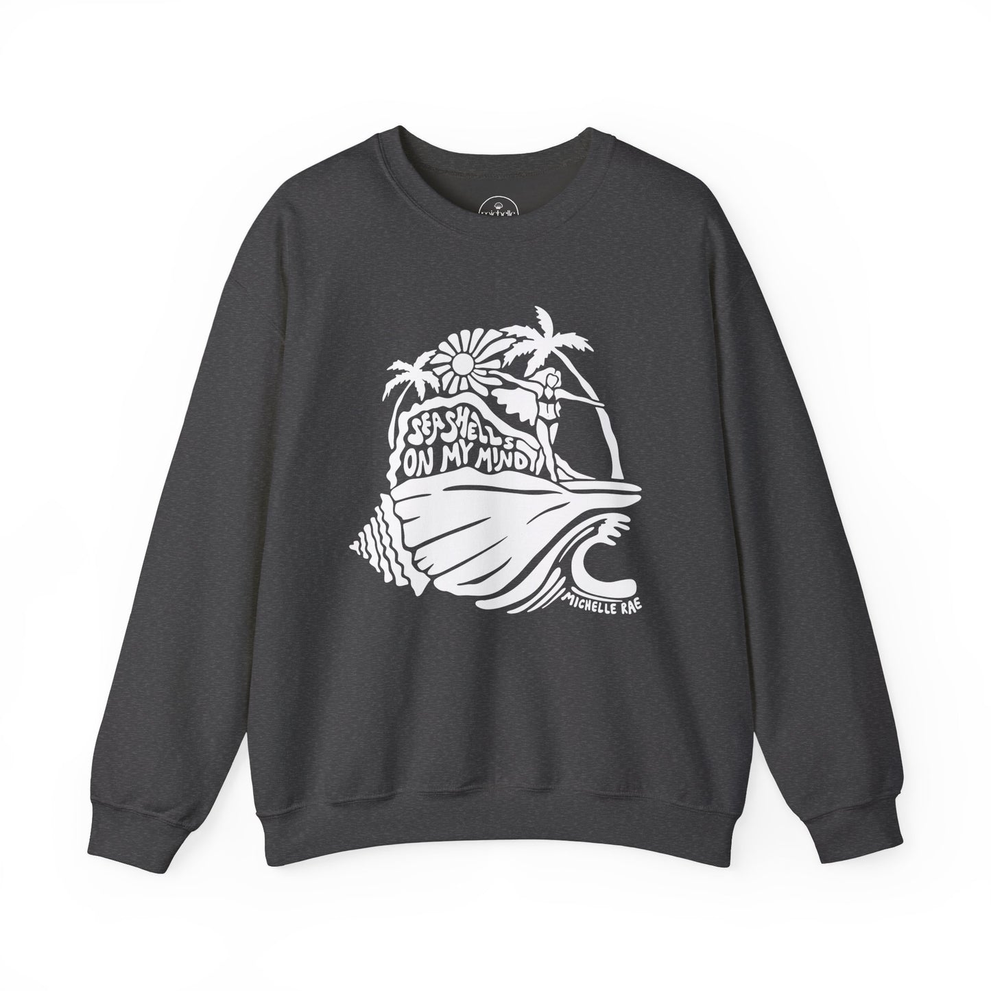 Seashells On My Mind Dark Heather Crewneck Sweatshirt