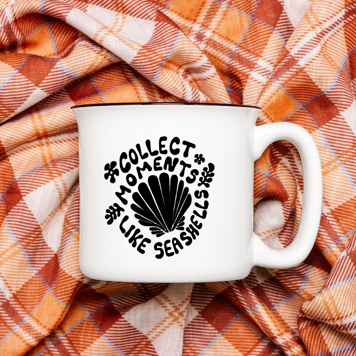 Collect Moments Like Seashells Ceramic Mug White 13oz