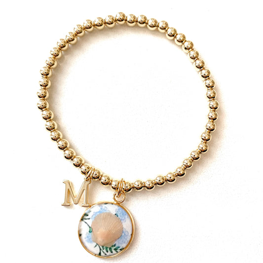 Seaside Love Letter Seashell Beaded Bracelet – Personalized Initial Jewelry for Women