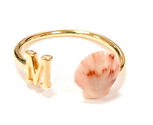 Personalized Initial Seashell Ring