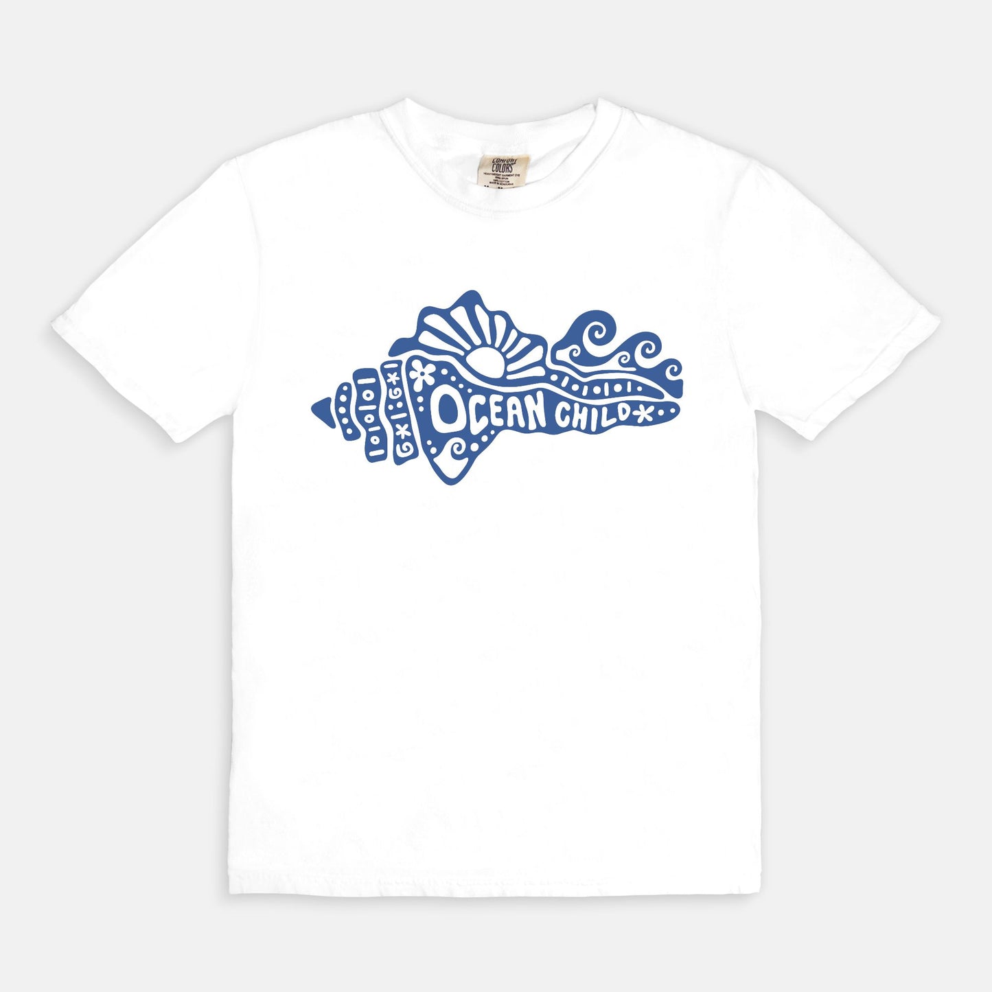 Navy Ocean Child White Tee