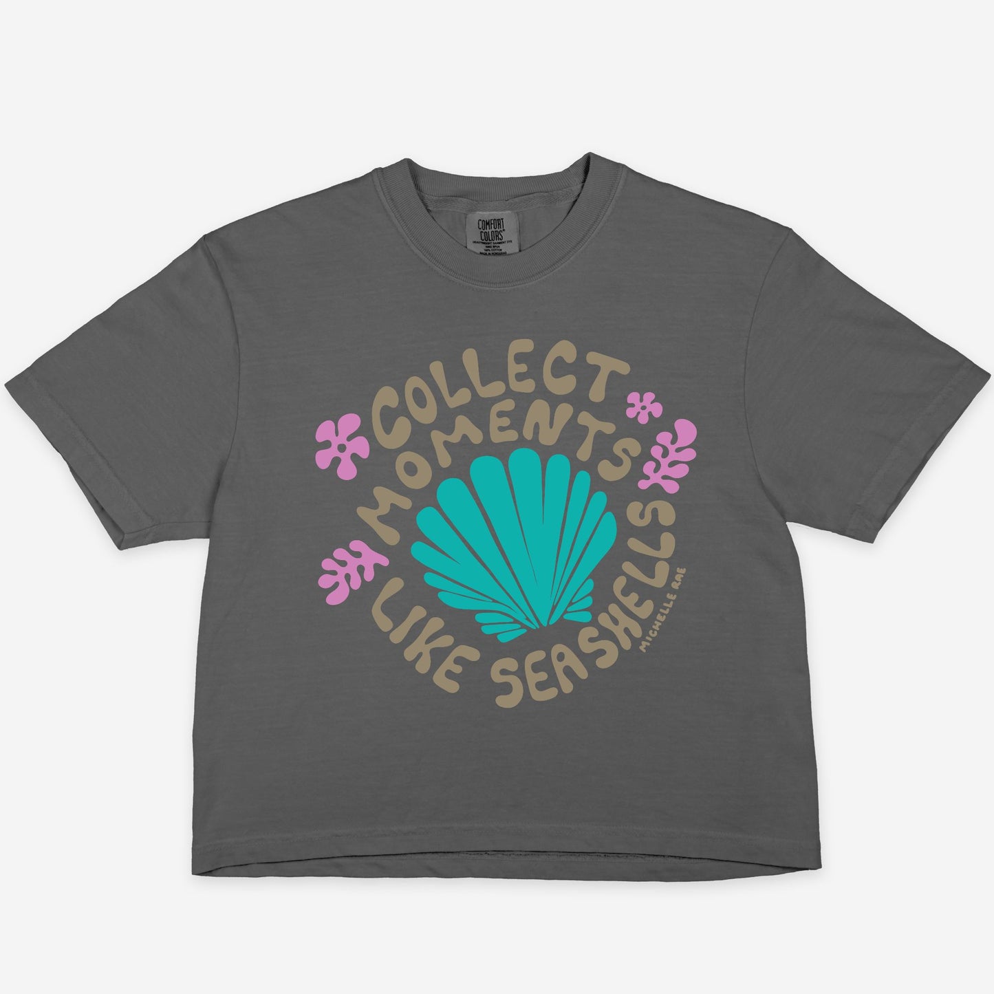 Collect Moments Like Seashells Pepper Boxy Tee