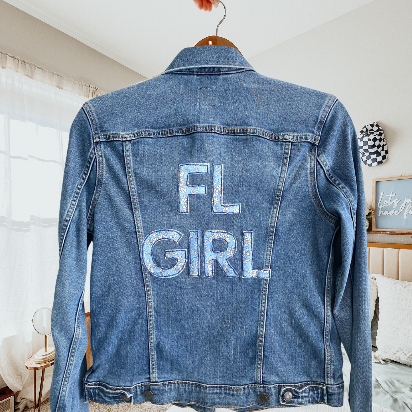 Hand Embroidered Florida Girl Denim Jacket – Coastal Boho Style