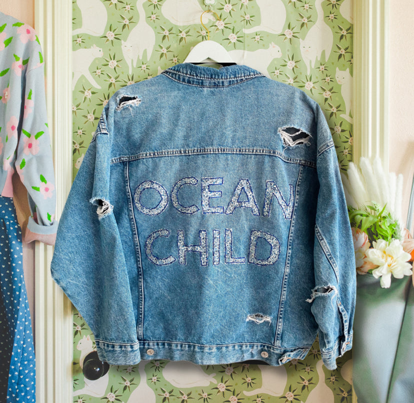 Hand Embroidered Salty Ocean Child Jacket – Coastal Boho Style