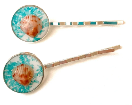 Turquoise Coral Hair Bobby Pins