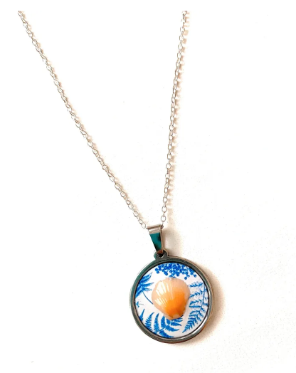 Blue Fern Seashell Necklace
