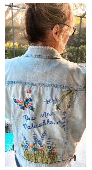 Hand Embroidered You Are Valuable Denim Jacket – Embroidered Denim for Everyday Confidence