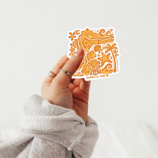 Ocean Child Sticker – 3" x 3" vinyl coastal decal. Waterproof, durable, and perfect for laptops, water bottles, and ocean-inspired gifts.