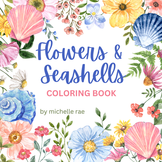 Flowers & Seashells Coloring Book – Relaxing, Coastal & Stress-Relief Designs for Adults & Teens