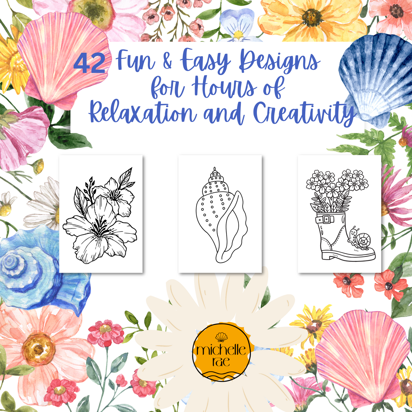 Flowers & Seashells Coloring Book