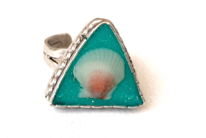 Turquoise Triangle Seashell Ring