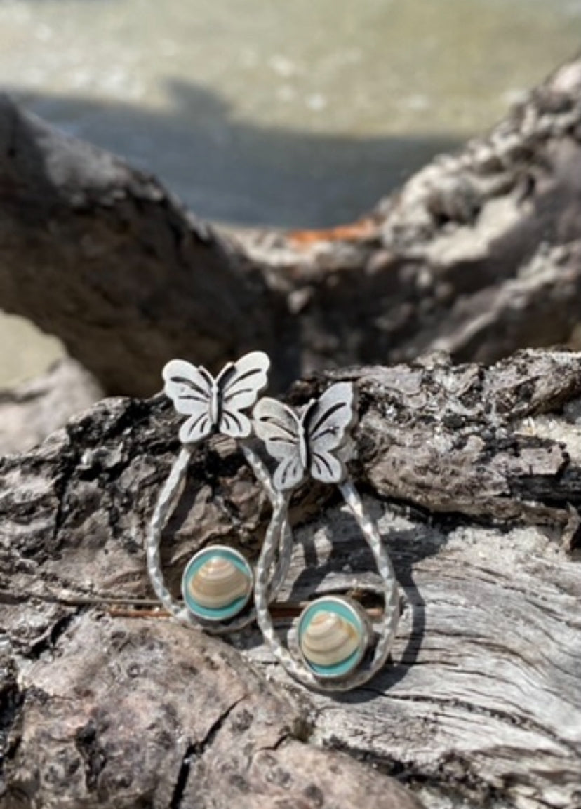 Salty Butterfly Seashell Earrings