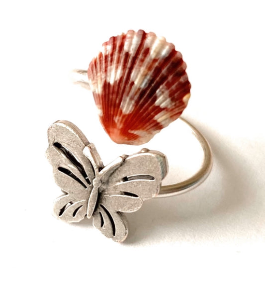 Salty Butterfly Seashell Ring