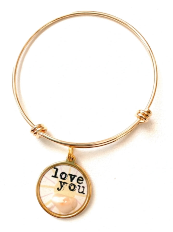 Love You Seashell Charm Bangle