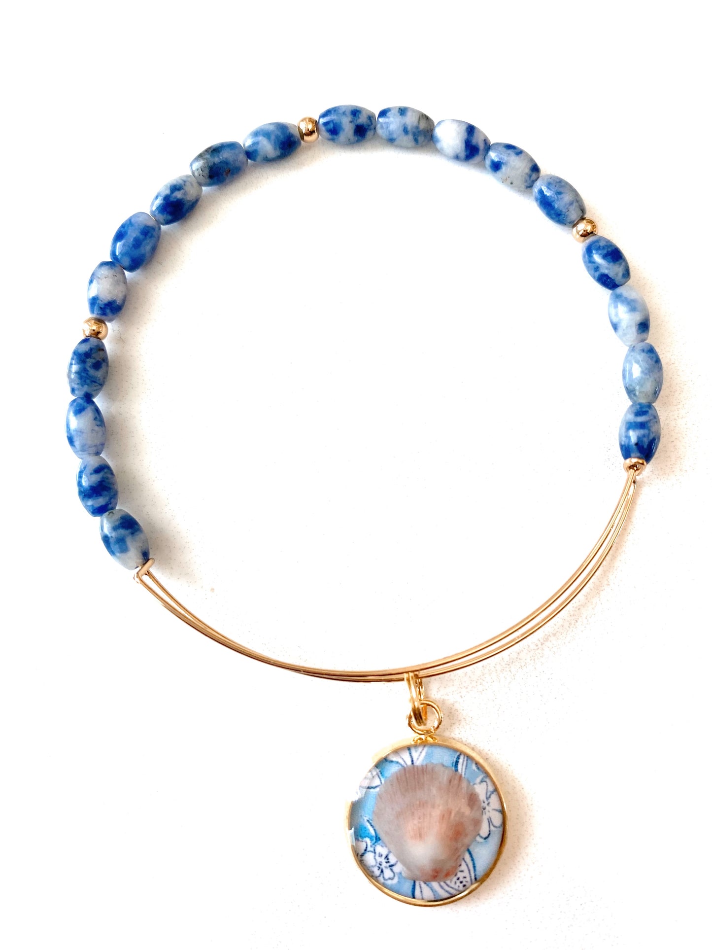 Beaded Seashell Charm Bangle