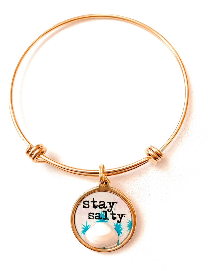 Stay Salty Seashell Charm Bangle