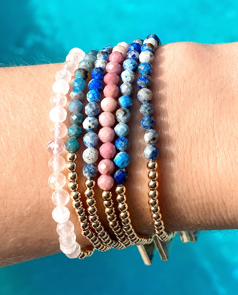 Moonstone Square Seashell Beaded Bracelet