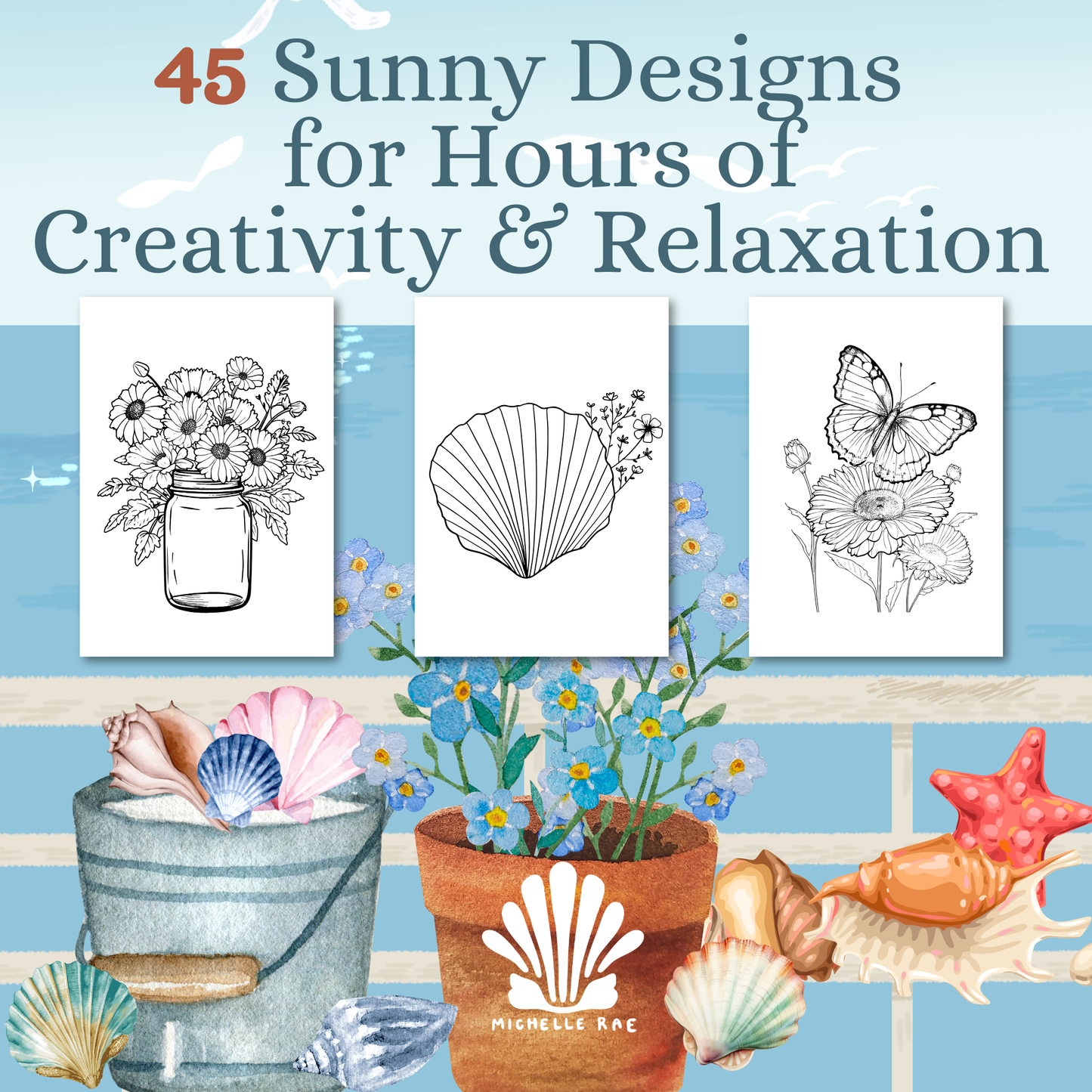 Sunshine in Bloom Coloring Book – Coastal Floral Art for Relaxation & Creativity