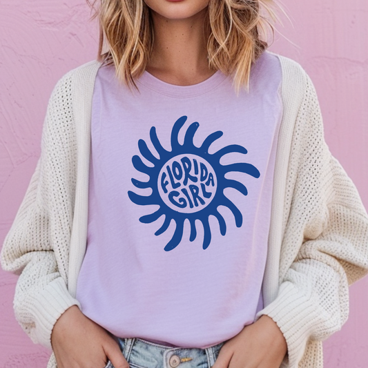 Florida Girl Sun Orchid Tee – Coastal Graphic T-Shirt for Women