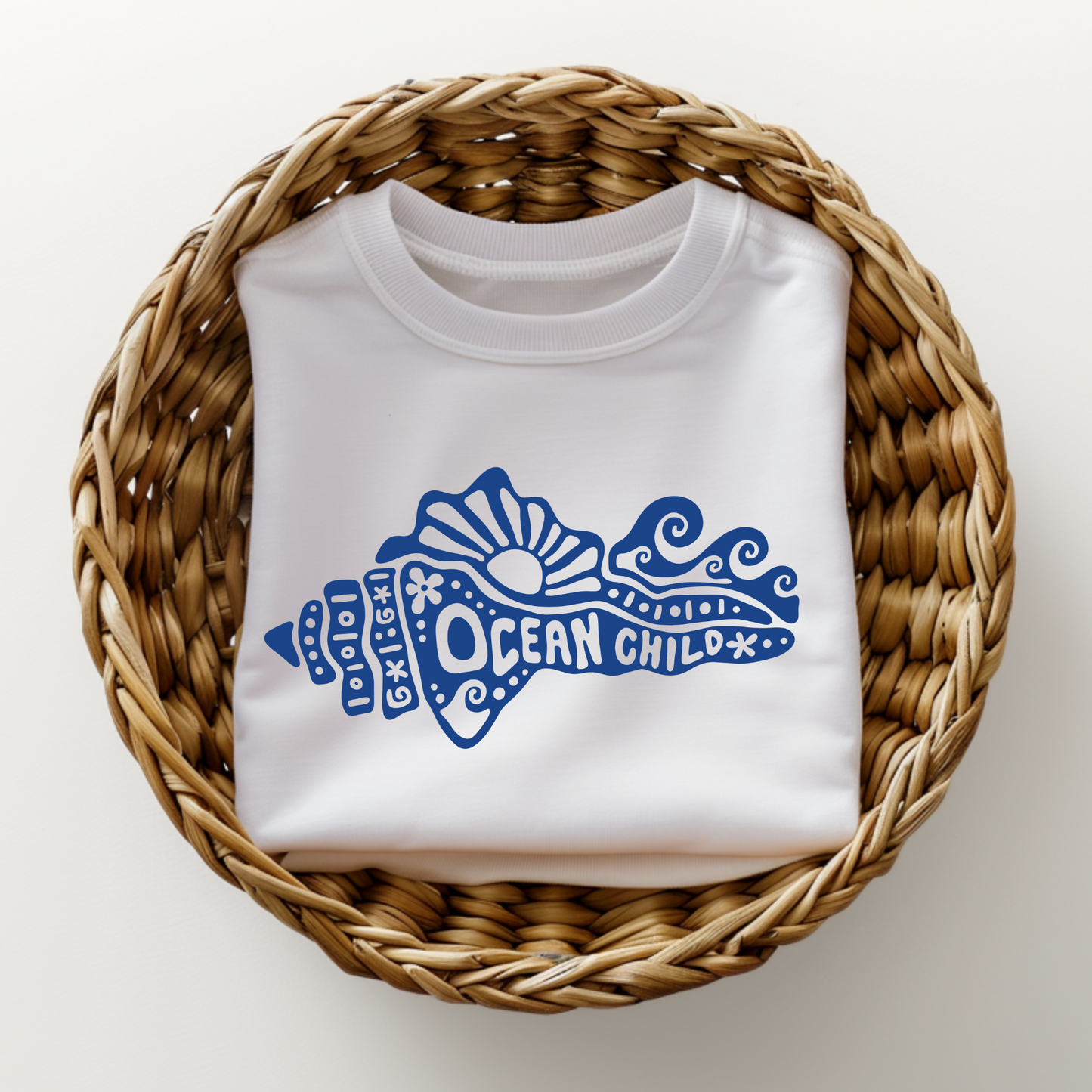 Navy Ocean Child White Tee
