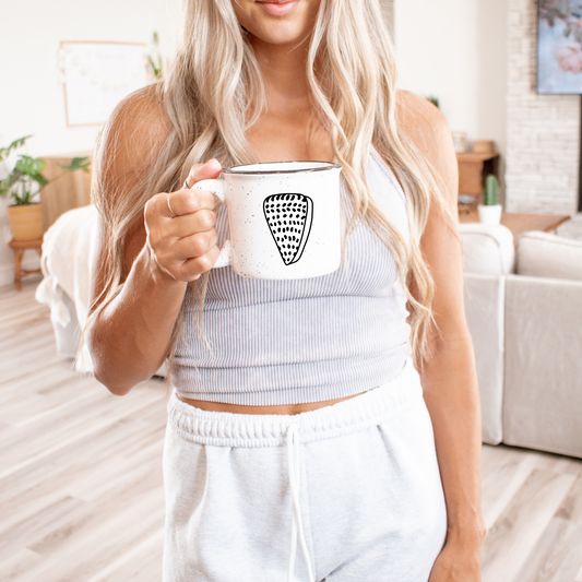 Seashell Ceramic Mug – Speckled Cream 13oz Coastal Coffee Cup