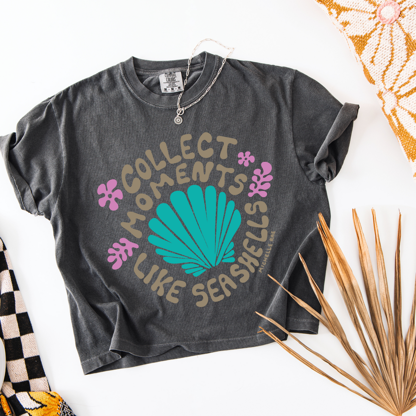 Collect Moments Like Seashells Pepper Boxy Tee