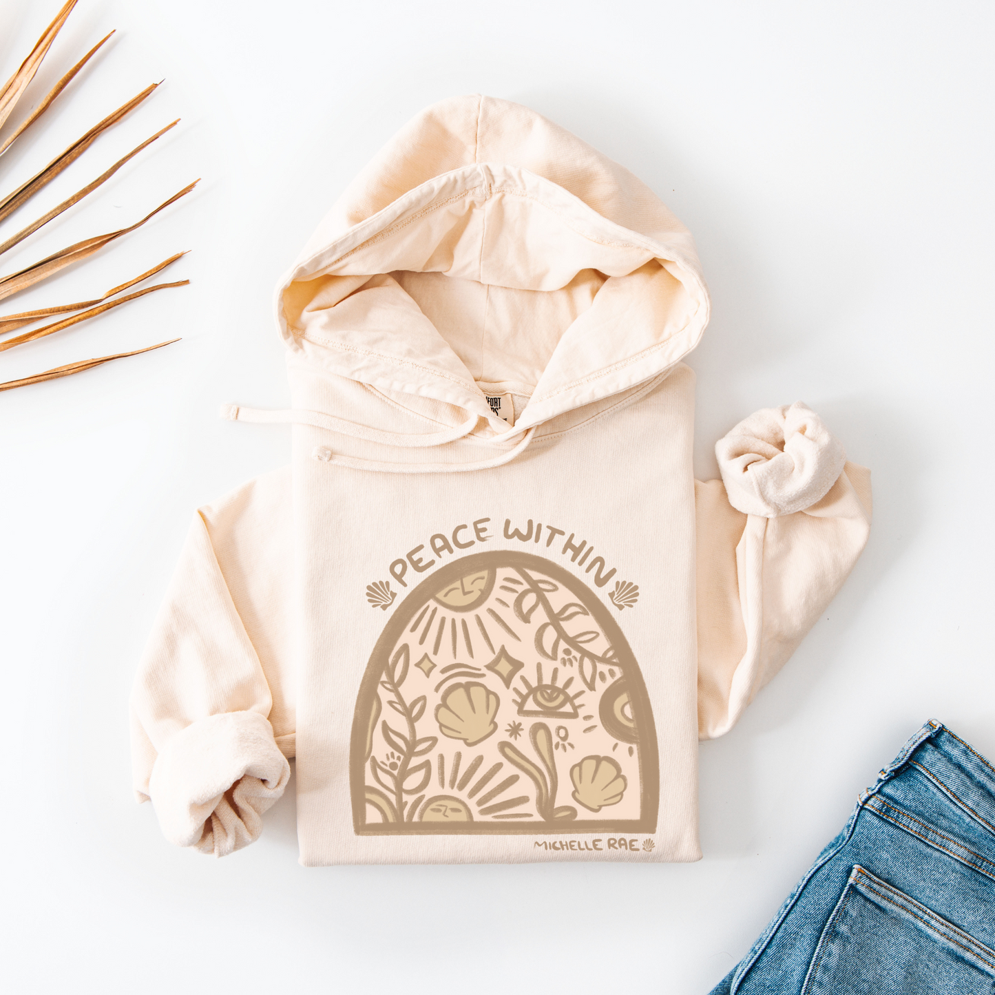 Peace Within Ivory Lightweight Hooded Sweatshirt