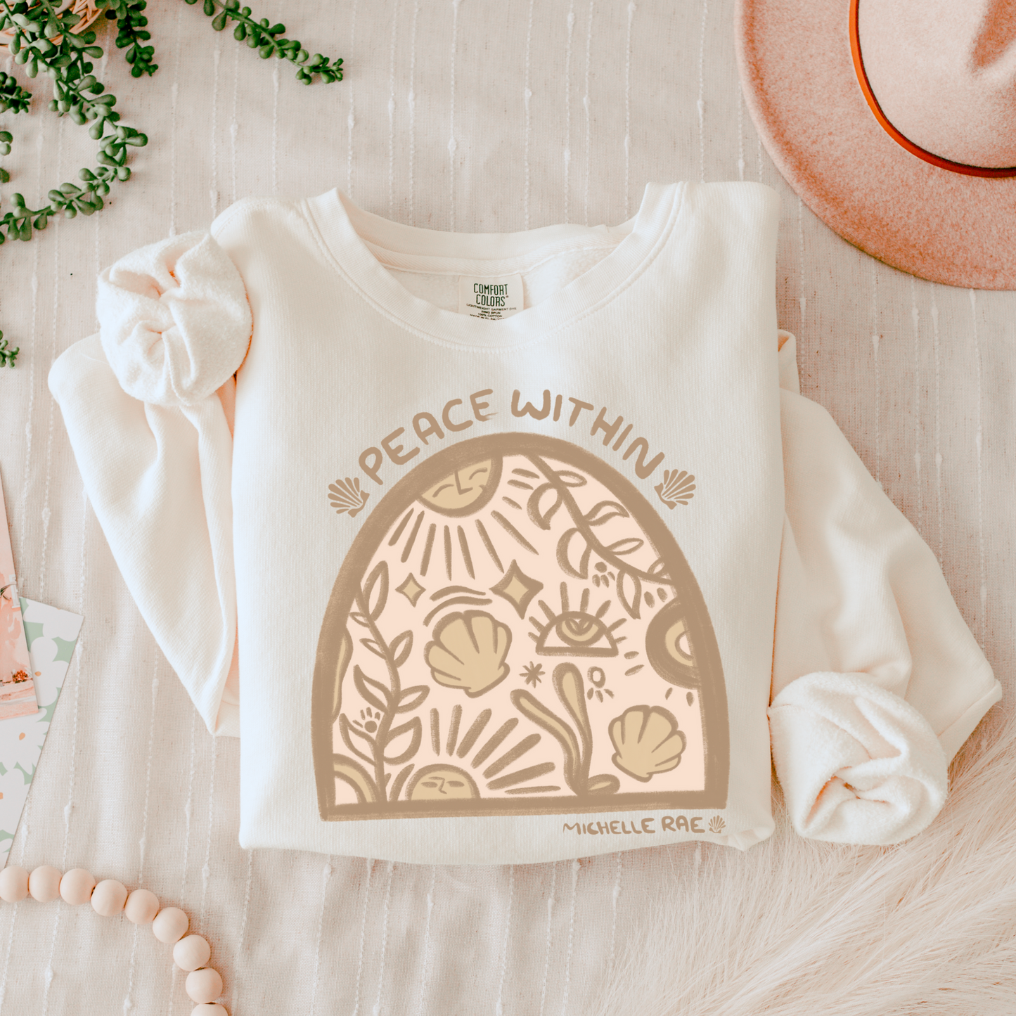 Peace Within Ivory Lightweight Crewneck Sweatshirt