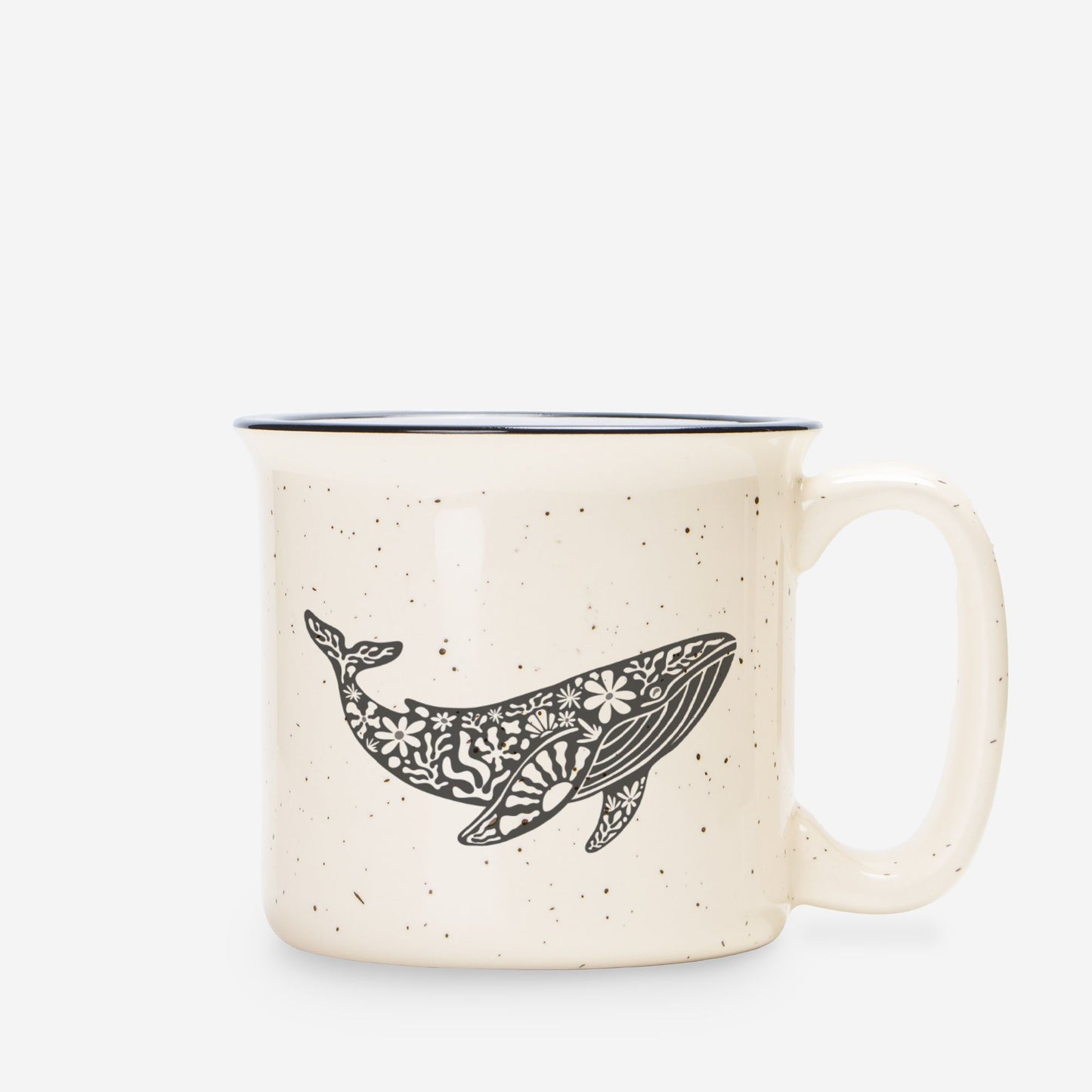 Whaley Cute Mug – Coastal Whale Coffee Mug for Ocean Lovers - Speckled Cream 13oz