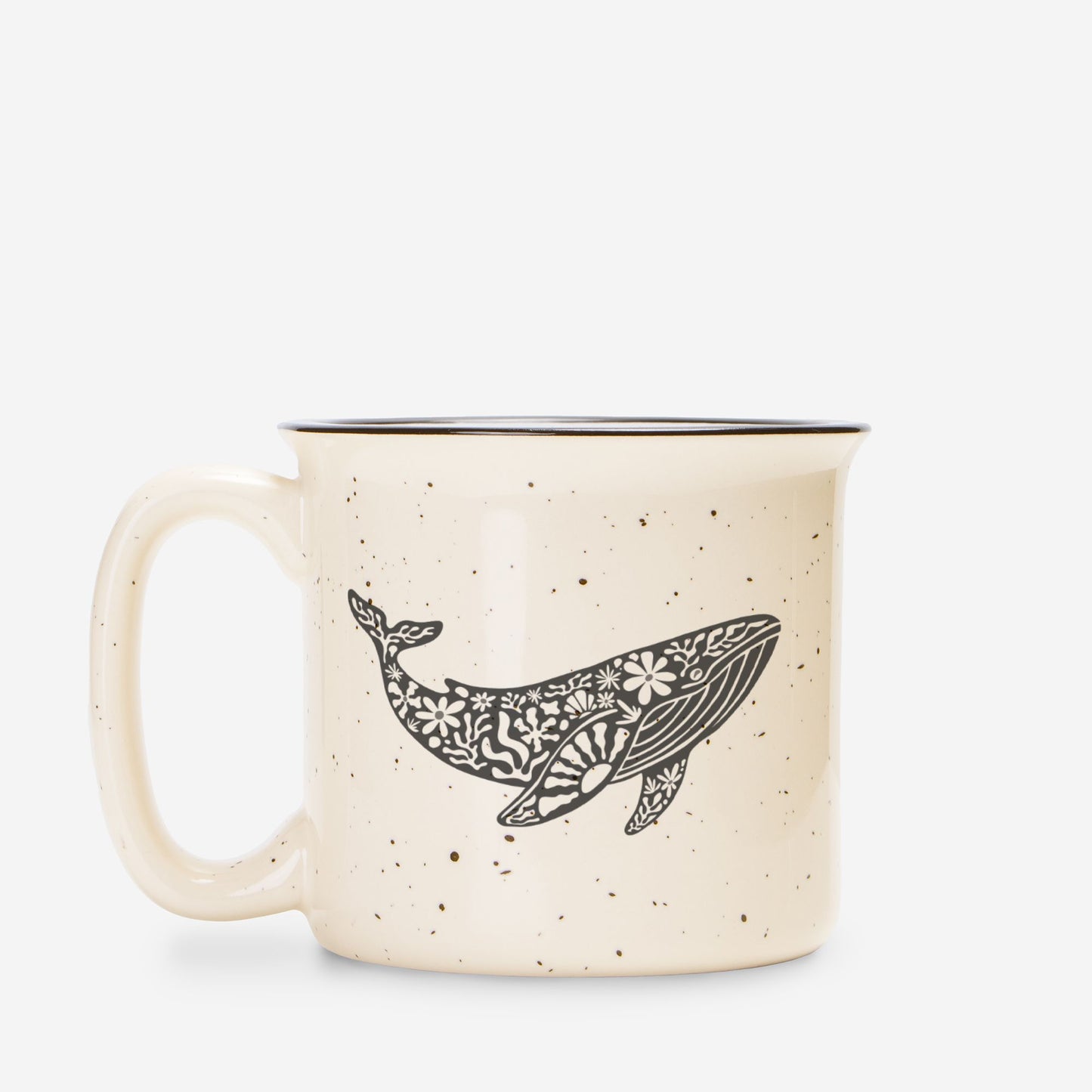 Whaley Cute Mug – Coastal Whale Coffee Mug for Ocean Lovers - Speckled Cream 13oz