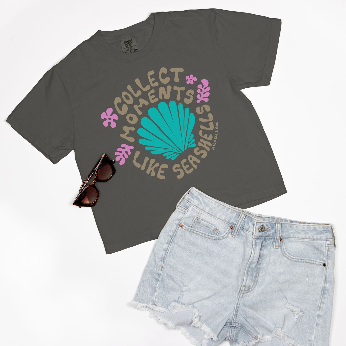 Collect Moments Like Seashells Pepper Boxy Tee