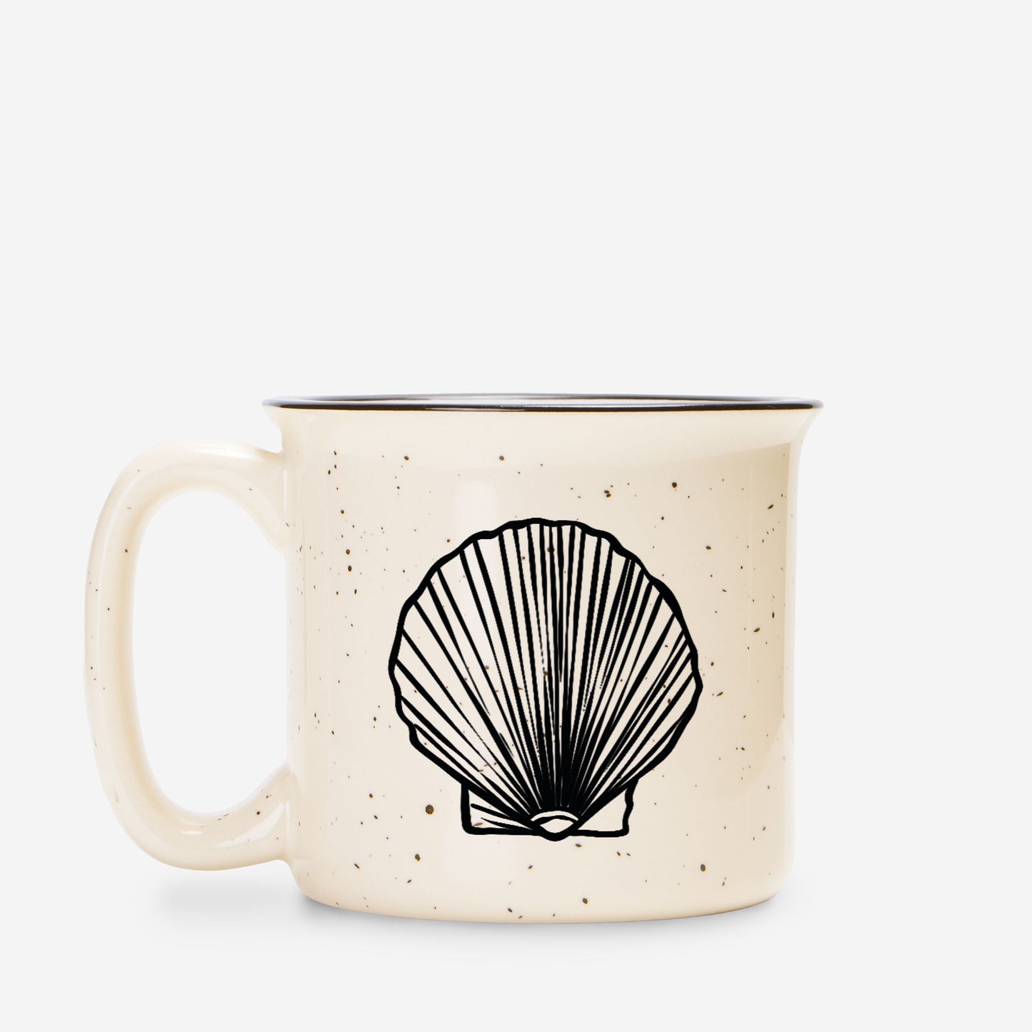 Seashell Ceramic Mug Speckled Cream 13oz