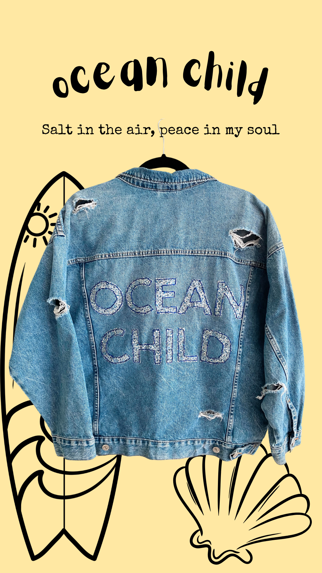 Hand Embroidered Salty Ocean Child Jacket – Coastal Boho Style