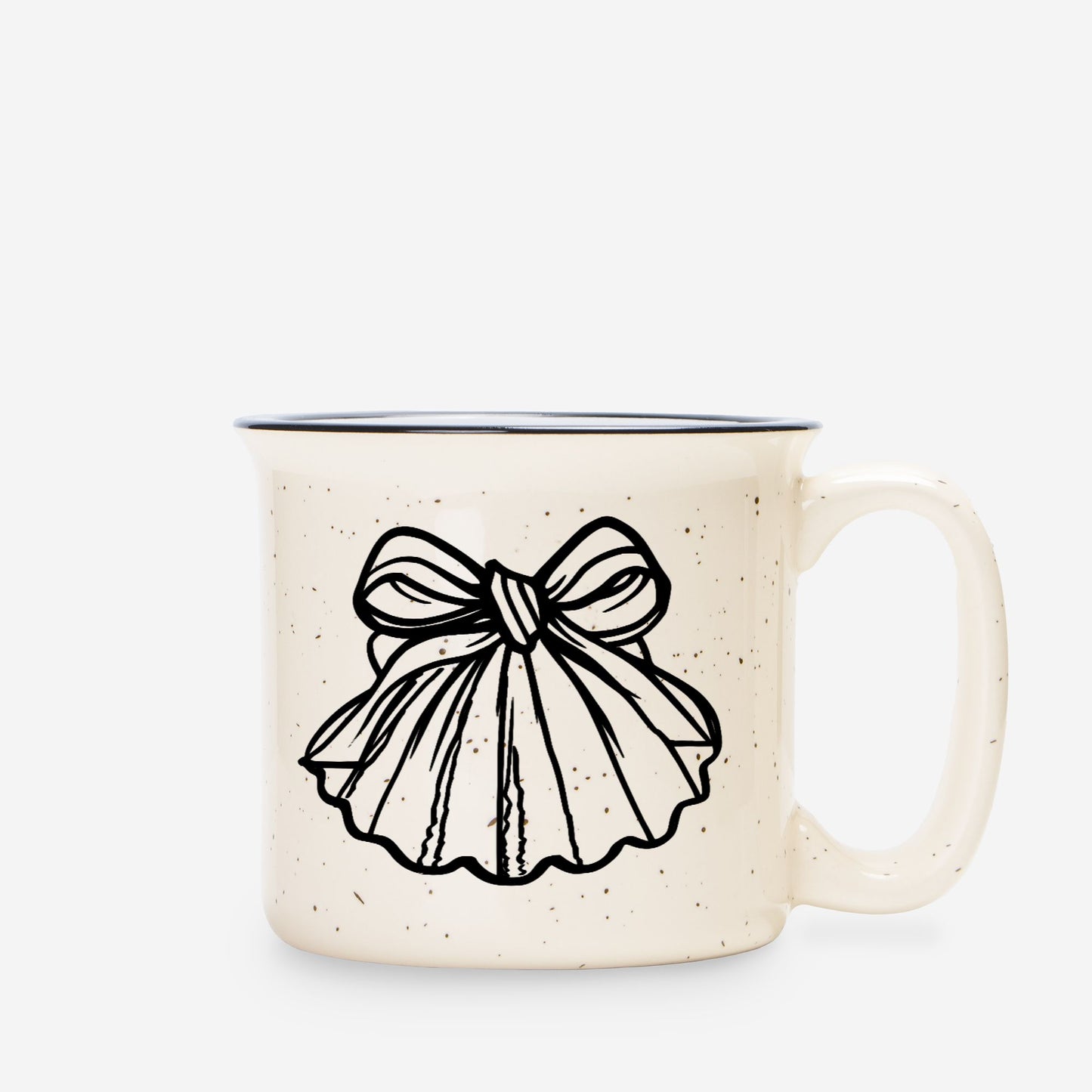 Coquette Seashell with Bow Ceramic Mug Speckled Cream 13oz