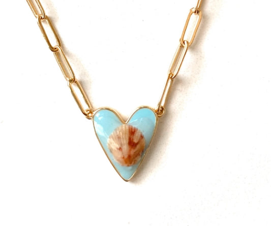 Beach Lover Seashell Heart Necklace