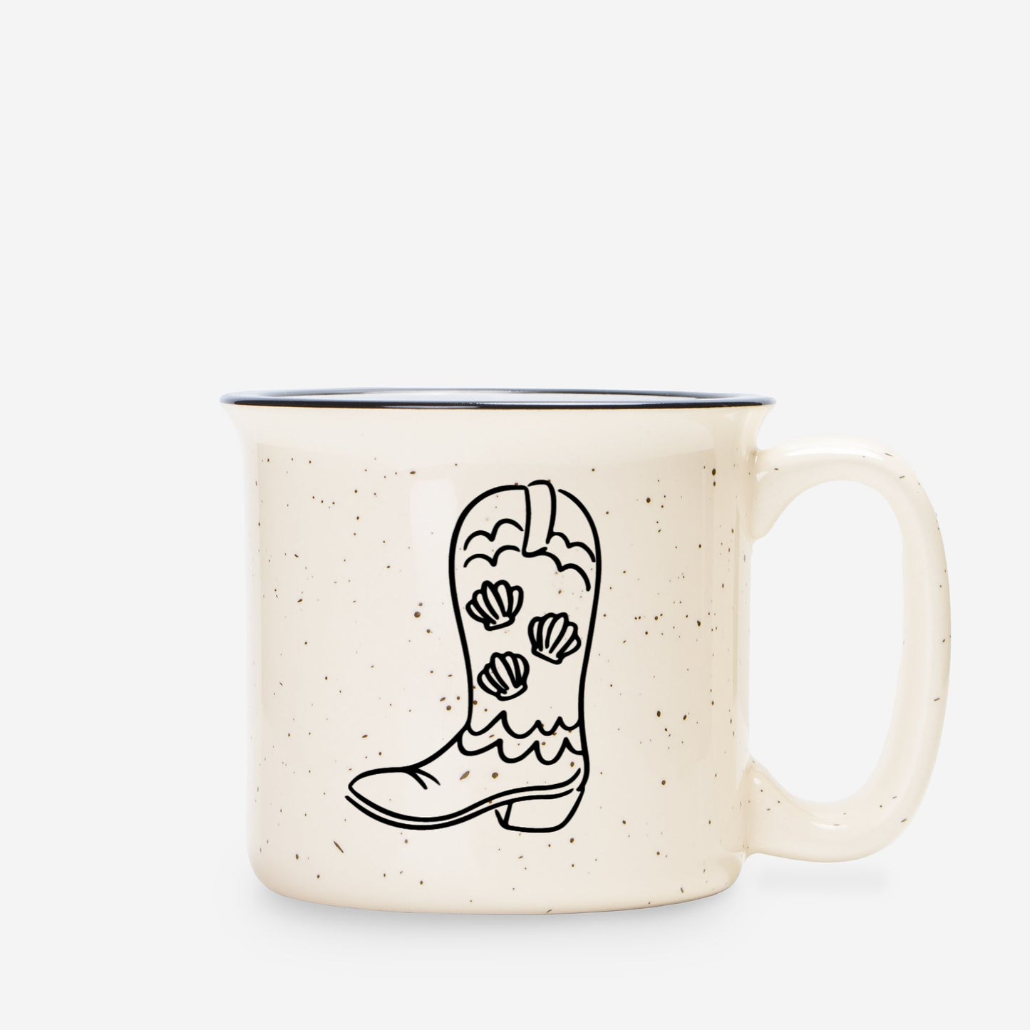 Coastal Cowgirl Boot Ceramic Mug Speckled Cream 13oz