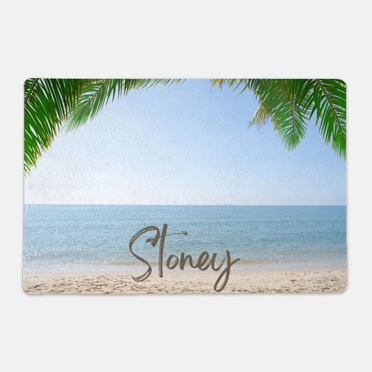 Personalized Under the Palms Pet Bowl Mat