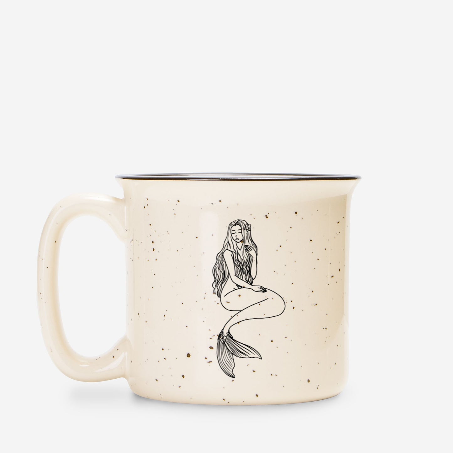 Mermaid Ceramic Mug Speckled Cream 13oz