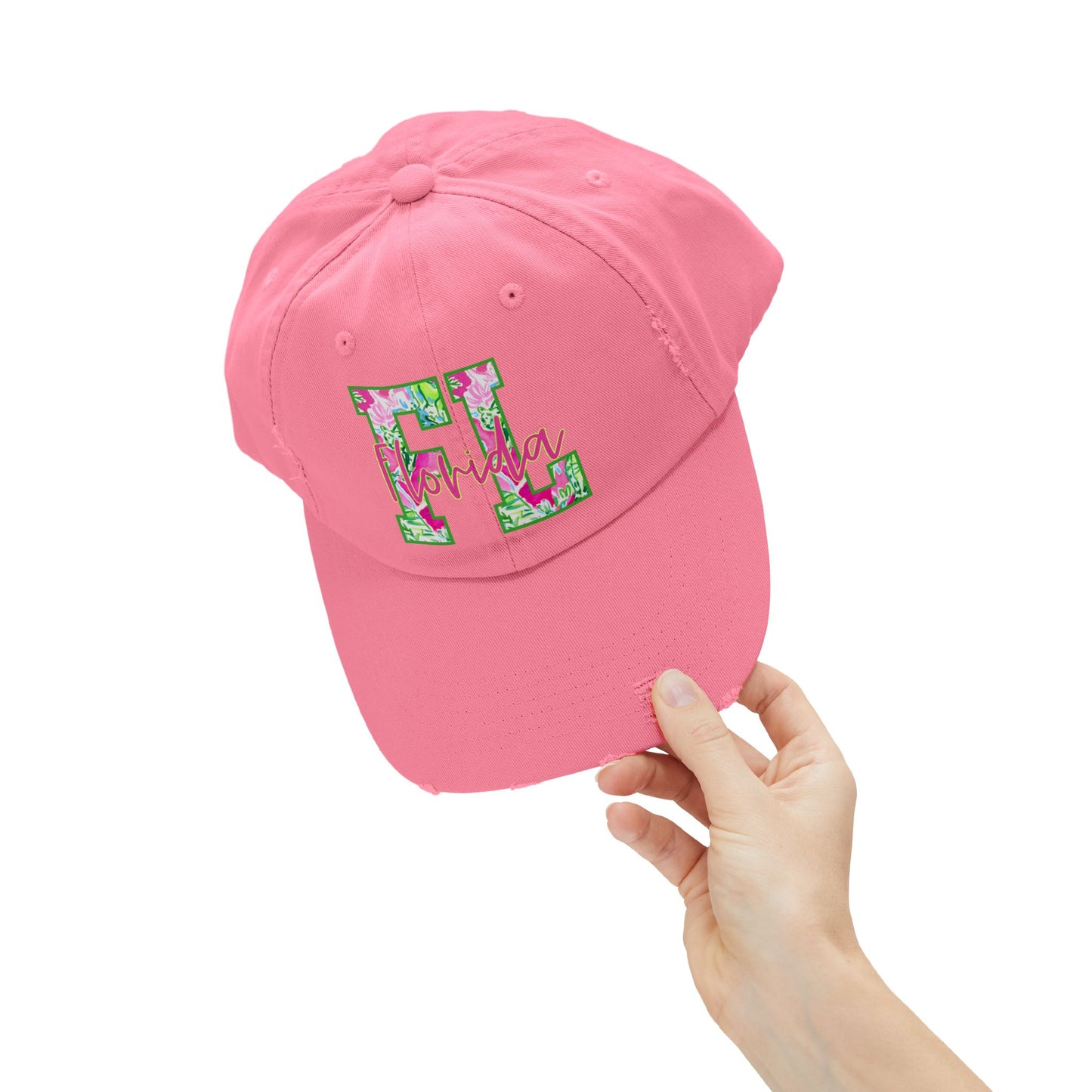 Lilly FL Pink Distressed Cap