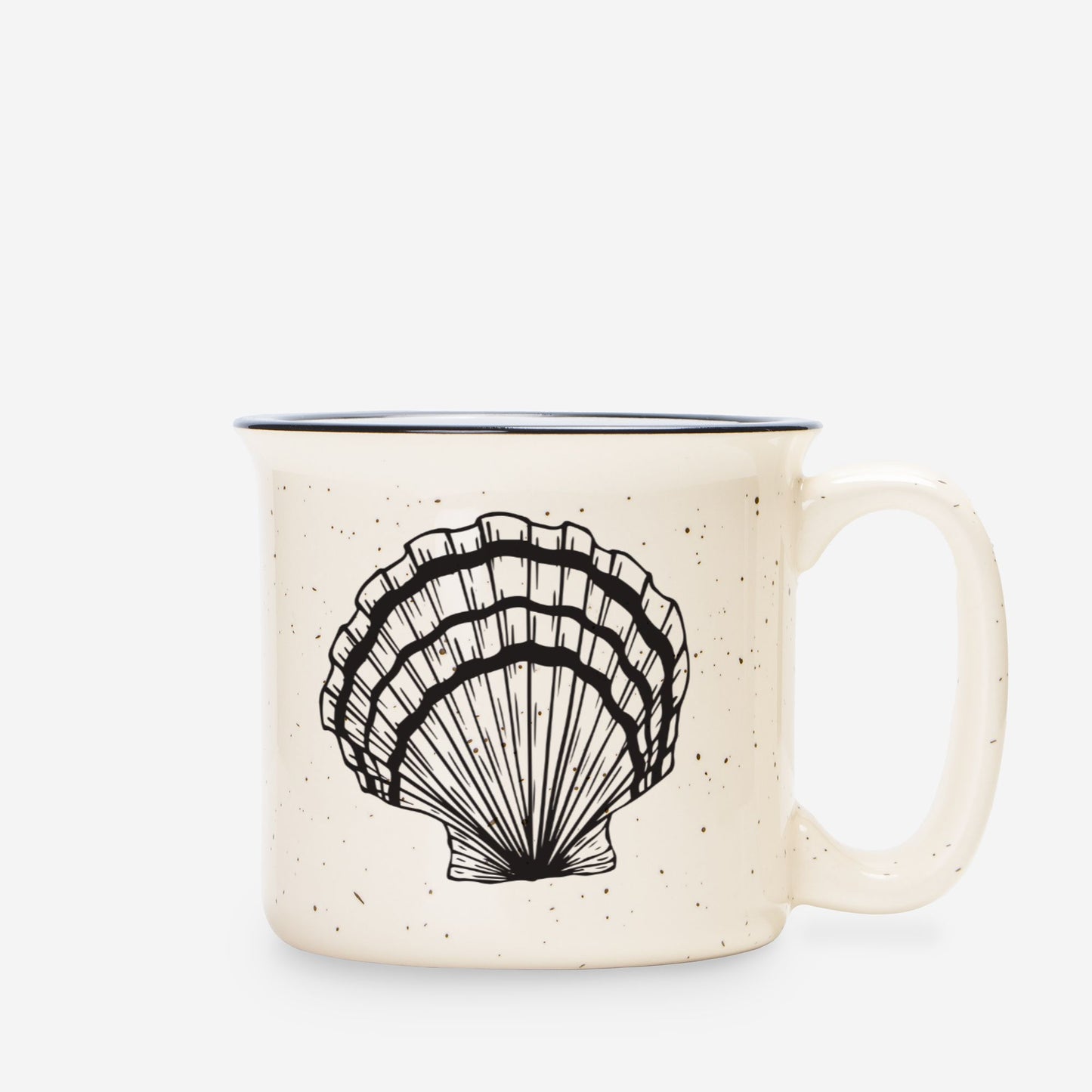 Seashell Ceramic Mug Speckled Cream 13oz