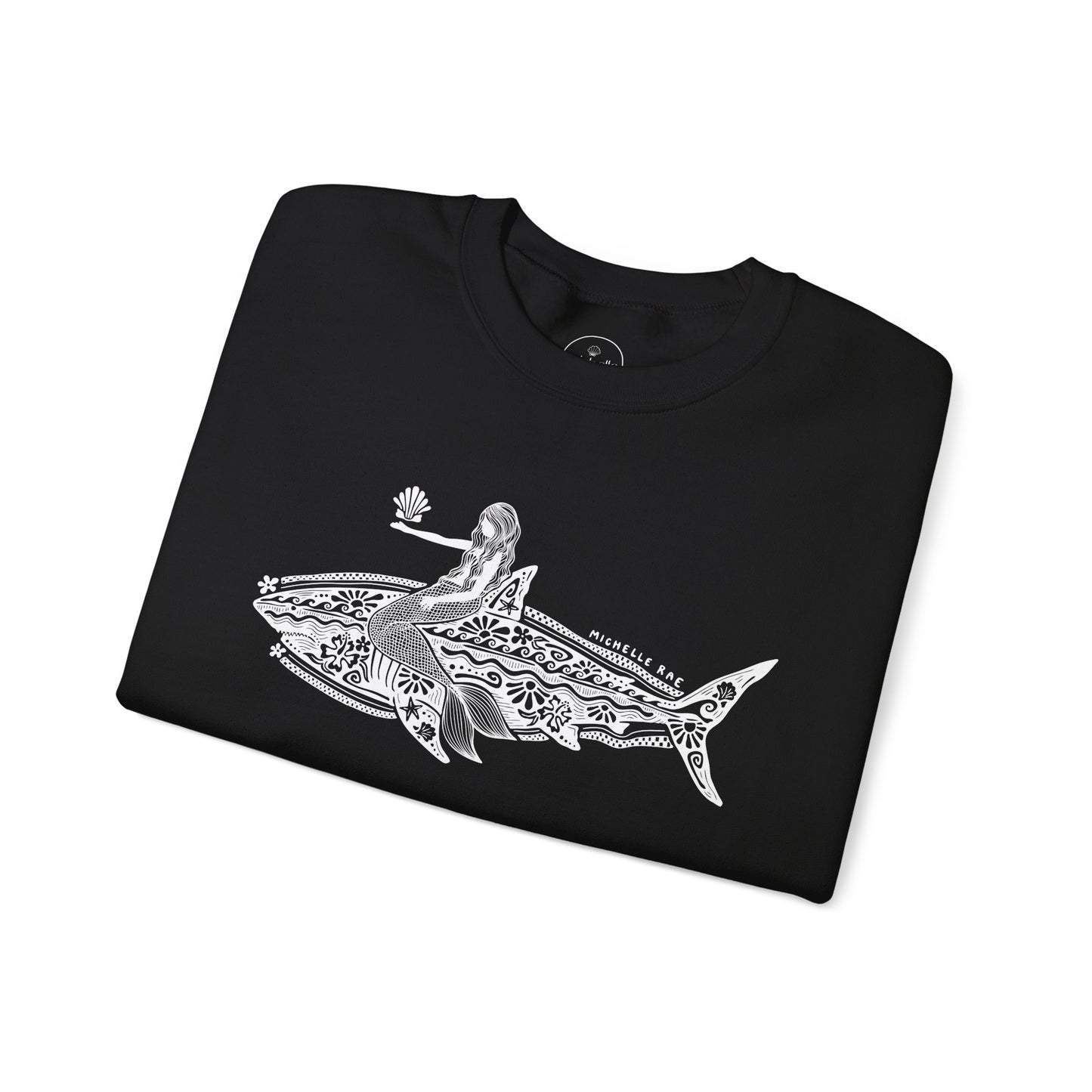 Mermaid Shark Black Crewneck Sweatshirt