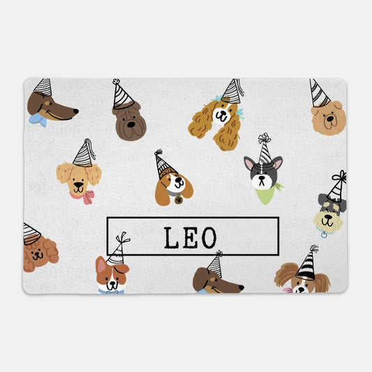 Personalized Dog Party Pet Bowl Mat