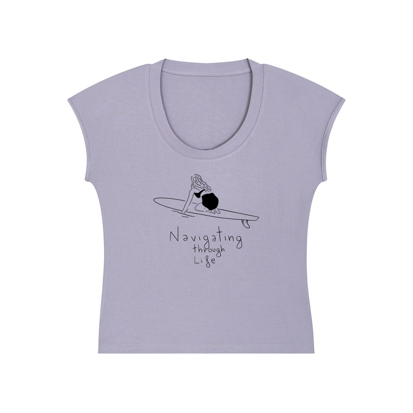 Navigating Through Life Lavender Bodycon Slim Fit Tee