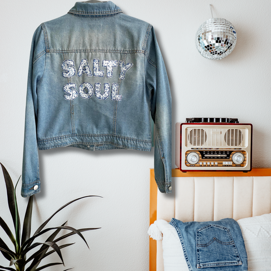 Hand Embroidered Salty Soul Denim Jacket