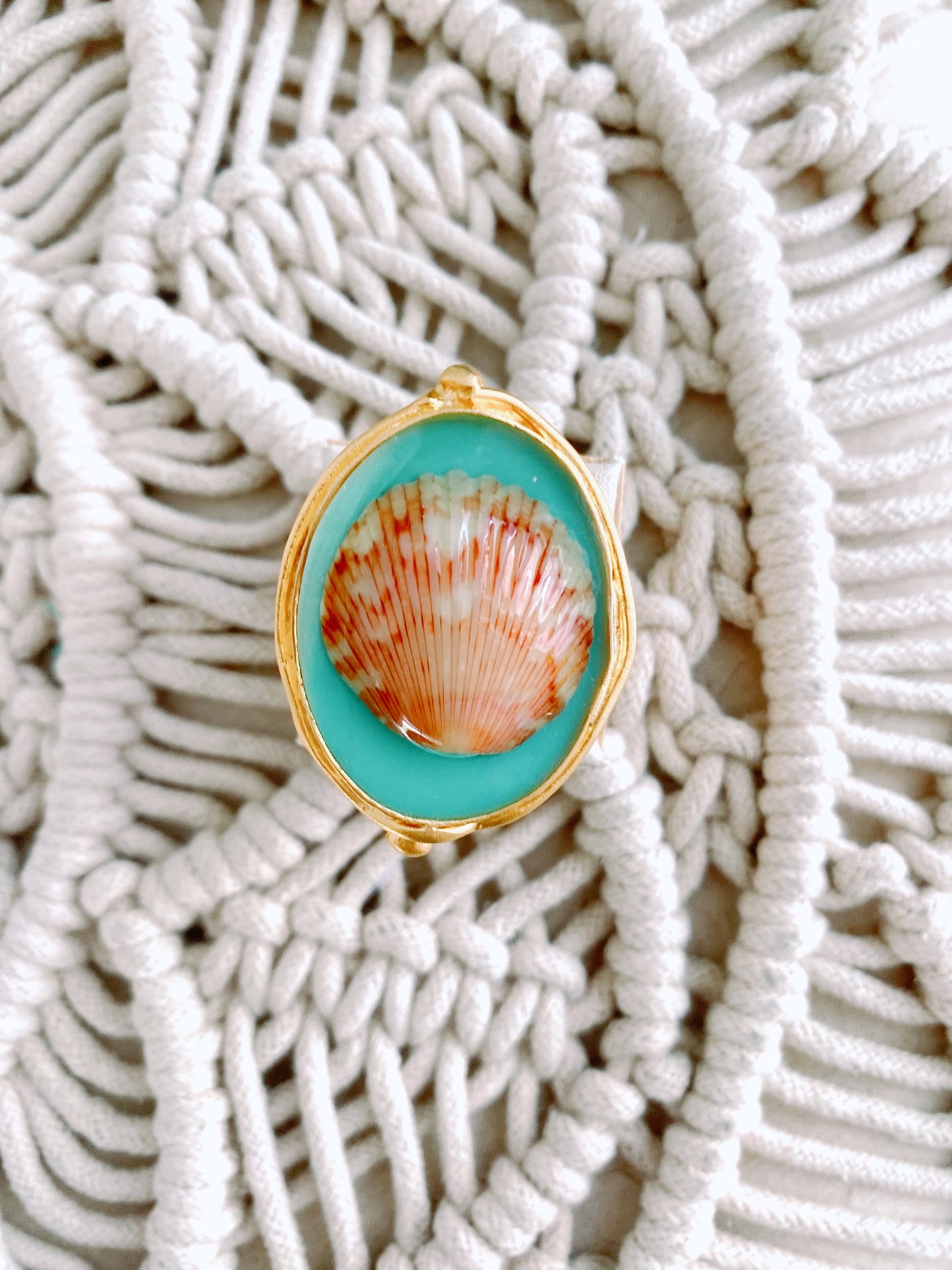 XL Ocean Goddess Seashell Ring | Turquoise
