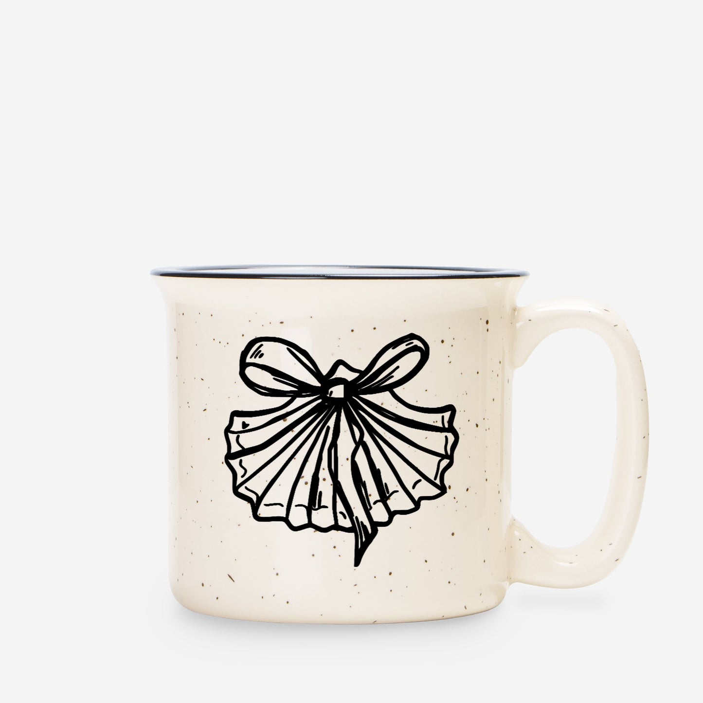 Coquette Seashell with Bow Ceramic Mug Speckled Cream 13oz