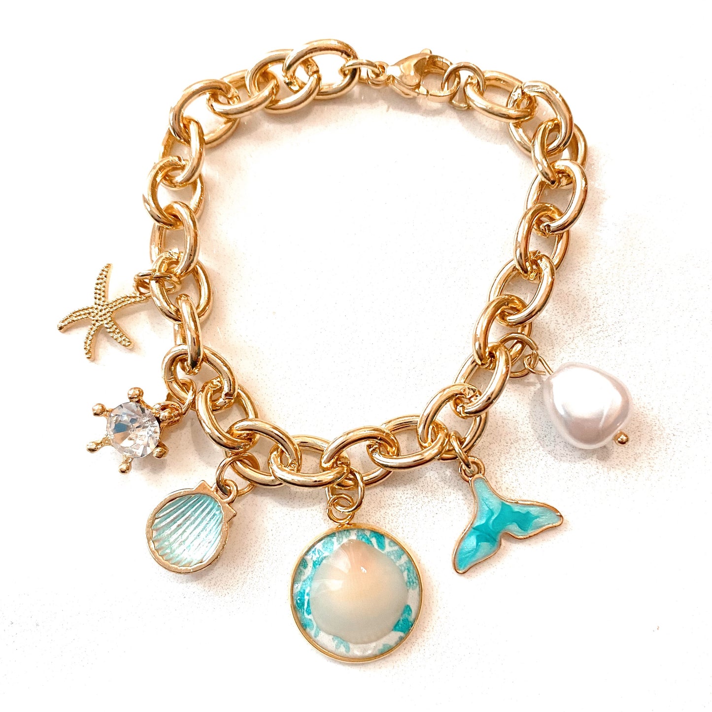 Turquoise Seashell Ocean Charmed Bracelet