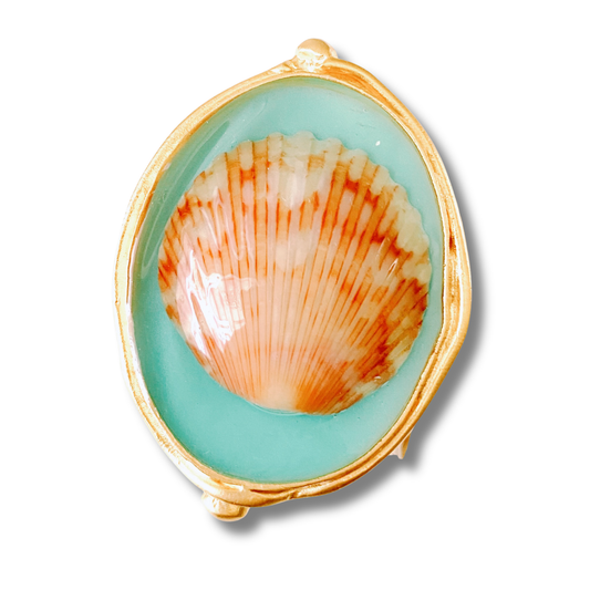 XL Ocean Goddess Seashell Ring | Turquoise